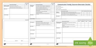Communication Friendly Classroom Observation Checklist Slcn