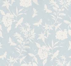 April 839 T 4754 Thibaut Wallpapers A Pretty Flower Butterfly And Bird Trailing Design In Two Colours White On Pale Blue With Lustre Effect Paste The