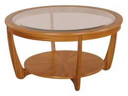 Rectangular coffee table dimensions barkeaterlake com. Nathan Classic Teak Glass Top Round Coffee Table Coffee Tables Hafren Furnishers