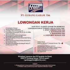 Mengenai posisi dan syarat info lowongan kerja pt gudang garam tbk terbaru (pt gudang teraqir pengalamn kerj d orsosing (nfk)unit xi pengendali mutu cetak laborat d pt gudang garam. Lowongan Kerja Gudang Garam