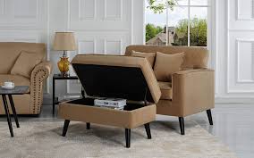 This bonus storage space is a great place to stash books, blankets, or whatever you need to keep on hand. Coffee Brown Futon Sleeper Single Seater With Storage Ottoman Coffee Table Brown Casa Andrea Milano Modern Velvet Fabric Recliner Sleeper Chaise Lounge Lounger Chaise Chair For Living Room Chaise Lounges Home Kitchen