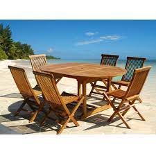 salon de jardin teck huile 6 8 personnes table ronde ovale larg 120cm long 120 170cm 6 chaises pliante salon de jardin teck salon de jardin mobilier jardin