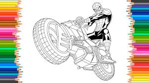 Spiderman in the city coloring pages, coloring painting spiderman on the roof of new york. Spiderman On Bike Coloring Pages Novocom Top
