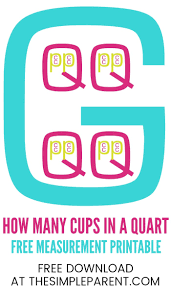 Free Printable How Many Cups In A Quart In A Pint In A