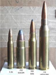 L To R 5 56 458 Socom 308 Win 338 Lapua Magnum 338