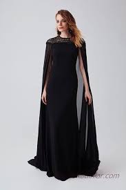 2019 Abiye Elbise Modelleri Siyah Uzun Gupur Dantelli Pelerin Detayli Elbise Elbise Modelleri Moda Stilleri