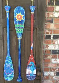 Oar Paddle Art Sign One Hand Painted Coastal By Castawayshall Painted Oars Painted Paddles Paddle Decor