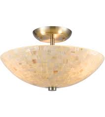 Elk 10541 3 Capri 3 Light 16 Inch Satin Nickel Semi Flush Mount Ceiling Light