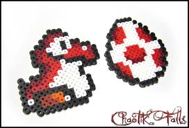 Red Baby Yoshi With Egg Mario Pixel Art Perler By Chaotikfalls 6 00 Pixel Art Bead Sprite Perler