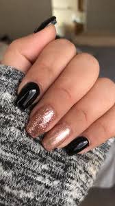 Acrylic Black And Gold Glitter Nails Basic Halloween Nails Rose Gold Nails Glitter Gold Nail Designs Black Nails With Glitter