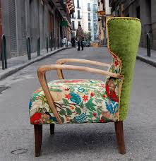 Go Jewellery Upcycled Upholstered Vintage Chair With Mixed Medium Of Velvet And Printed Frida Kahlo Print By La Upholstered Chairs Furniture Vintage Chairs