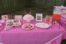 Pink First Birthday Party Table Pink Food Dark Pink Table Cloth Makes Light Pink Pop I Like The Set Up H Pink First Birthday Pink Foods Birthday Party Tables