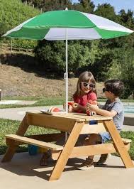 3 In 1 Kids Convertible Wood Sand Water Picnic Table W Umbrella Kids Picnic Table Kids Picnic Picnic Table