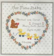 Hunter baby birth announcement cross stitch patterns. Birth Announcement Cross Stitch Kit Our New Baby 14 X 14 Needle Treasures