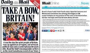 05:58 gmt, 7 march 2021. Daily Mail Warns Of Brexit Food Crisis As Mountains Of Fish Rots And Fresh Food Is Held Up