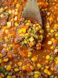 Zucchini, corn, bell peppers, green beans, potato, carrots, celery and onion. Vegetable Beef Soup Together As Family