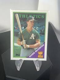 Here are the distinguishable identifiers for spotting authentic examples of the 1985 topps mark mcgwire rookie card from the back of the card 1988 Topps Mark Mcgwire All Star Rookie 580 Value 0 01 82 00 Mavin