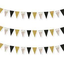 30 Feet Double Sided Glitter Paper Triangle Flag Bunting Pennant Banner For Birthday Holiday Wedding Anniversary Pennant Banners Glitter Paper Graduation Theme