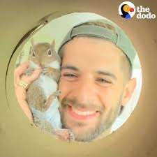 This guy tried to release the squirrel he rescued so many times but she  always comes back 💗🐿