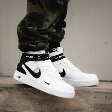 Nike Air Force 1 Mid 07 Lv8 Utility White Black Insidesneakers Nike Air Force 1 Mid 07 Lv8 White Black 804609 103 Nike Fashion Mens Nike Shoes Nike Shoes Air Force