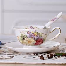 Bowls/mugs/cups/tea for one jumbo tea cup & saucer 'dammann frères'. Mueyan Bone China Coffee Cups Mugs And Saucer Spoon Set Ceramic Mugs Advanced Porcelain Tea Cup Tray For Gift Cafe Party Style L Buy Online In Bermuda At Bermuda Desertcart Com Productid 45758371