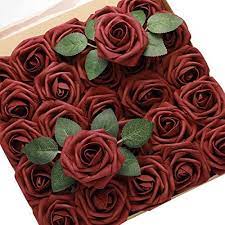 Searching for burgundy artificial flowers at discounted prices? Derblue 60pcs Artificial Roses Flowers Real Looking Fake Roses Artificial Foam Roses Decoration Diy For Wedding Bouquets Centerpieces Arrangements Party Home Decorations Burgundy Artificial Flowers Amazon Com Au