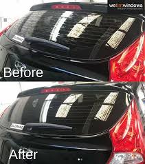 An Example Of A Bad Tinting Job We Fixed Tinting Rear Window With A Demister Before And After Tints Tinted Windows Car Tinted Windows