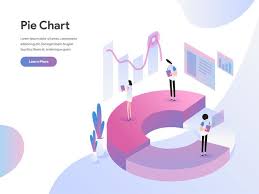 landing page template of pie chart isometric illustration