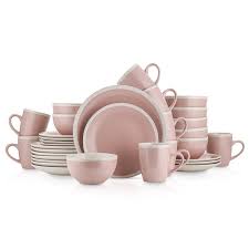 The latest on our store health and safety plans. Stone Lain 32 Piece Stoneware Round Dinnerware Set Service For 8 In 2 Tone Pink And Cream With Speckle Dishes Walmart Com Walmart Com