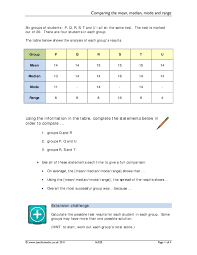 Quickly access your most used files and your custom generated worksheets! Comparing The Mean Median Mode And Range