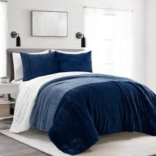 Color Block Comforter Bedding Set Navy