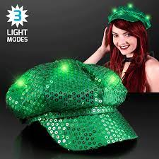 Super Cute For St Patrick S Day Light Up Led Green Newsboy Cap Hats By Flashingblinkylights Com Light Up Hats Newsboy Cap Hat Hairstyles