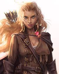 F Half Elf Rogue Thief Riverboat Captain Leather Armor Cloak Longbow Female Urban Ci Character Portraits Concept Art Characters Dungeons And Dragons Characters