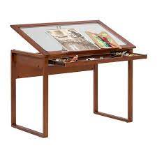 Studio Designs Alpha Wood Drafting Table With 42 Wide X 24 Deep Angle Adjustable Glass Top In Medium Brown Walmart Com In 2021 Wood Drafting Table Glass Top Table Drafting Table