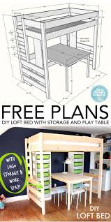Diy Loft Bed With Desk And Storage Diy Loft Bed Loft Bed Plans Ikea Trofast Storage