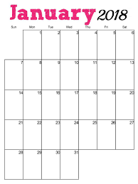 Free Printable January 2018 Vertical Calendar Vertical Calendar Printable Blank Calendar Monthly Calendar Template