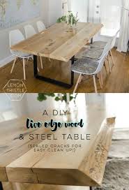 A pdf of the free plans includes diagrams, a cut list, a materials list, and building directions. Diy Live Edge Table With Steel Base Lemon Thistle