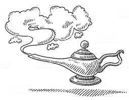 Hand Drawn Vector Drawing Of A Magic Lamp And Smoke Black And White Smoke Drawing Doodle Illustration Free Vector Graphics