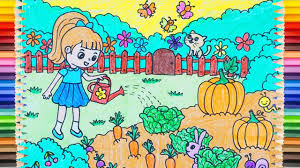 If you like my videos pls like, comment, shere and subscribe my. Drawing Family Vegetable Garden Children Watering Vegetables Youtube