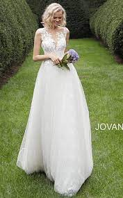 Jovani Jb68167 Off White Sheer Illusion Wedding Dress Wedding Dress Necklines Illusion Wedding Dress Illusion Neckline Wedding Dress