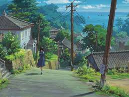 Miyazaki S Anime Cartoon Girl Walking Along The Road Studio Ghibli Background Anime Scenery Studio Ghibli