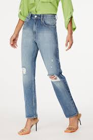 Calca Jeans Medio Reta Detalhe Barra Dobrada Loja Lui