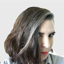 Gray Streak Salt And Pepper Young And Gray Gray Hair Gray Hair Don T Care Silver Sister Jenn Grey Hair Don T Care Gray Hair Growing Out Medium Brown Hair