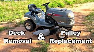 This video shows how to repair a mower that is hard to start even when pushing the primer many times. How To Diy Craftsman Lt1000 Lawn Mower Deck Removal And Pulley Replacement Youtube