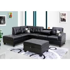Get free shipping on qualified faux leather sectional sofas or buy online pick up in store today in the furniture department. Black Faux Leather Sectional 8077801 Black Sectional Sofas Price Busters Furniture