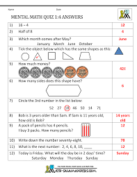 First Grade Mental Math Worksheets