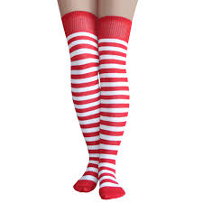 Black And White Striped Knee High Socks Red White Striped Thigh Highs In 2020 Red And White Stripes Striped Thigh High Socks Striped Knee High Socks