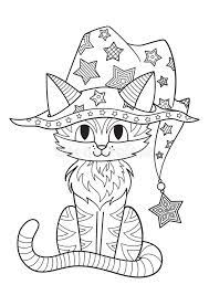 Hello kitty halloween coloring pagescoloring pages online hello. Halloween Coloring Book Page Cat In The Witch Hat Stock Illustration Illustration Of Adult Halloween 158816753