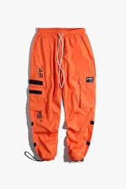 Black And Orange Cargo Pants Nanashi Cargo Pants With Side Pockets Roupas Pop Streetwear Roupas Nike