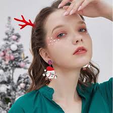 Buy Unique Retro Handmade Christmas Wooden Earrings Lightweight Wood Santa  Claus Snowflake Snowman Christmas Tree Bells Drop Dangle Earring for Women  Girl Christmas Jewelry, Metal, n/p at Amazon.in